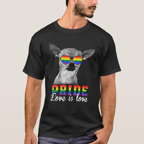 Funny LGBT Pride Love Is Love Chihuahua Dog T_Shirt