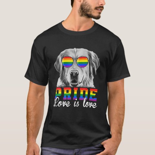 Funny LGBT Pride Love Is Love Golden Retriever Dog T_Shirt