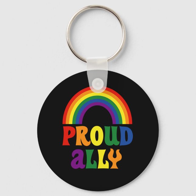 Funny LGBT Rainbow Pride Proud Ally Gift Keychain (Front)