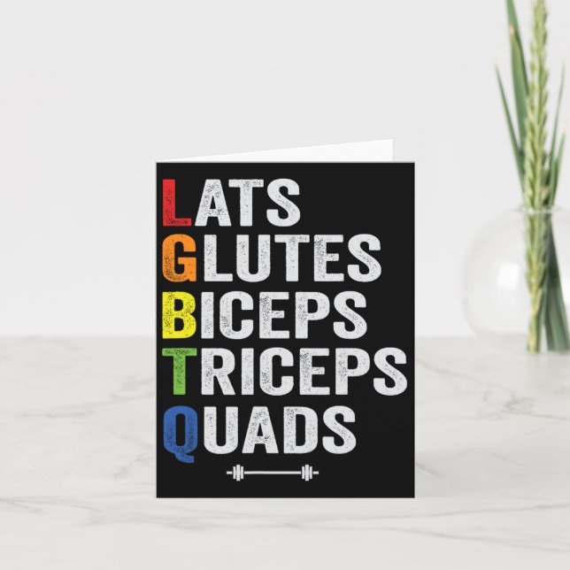 Funny Lgbtq Lats Glutes Biceps Triceps Quads Weigh Card (Front)