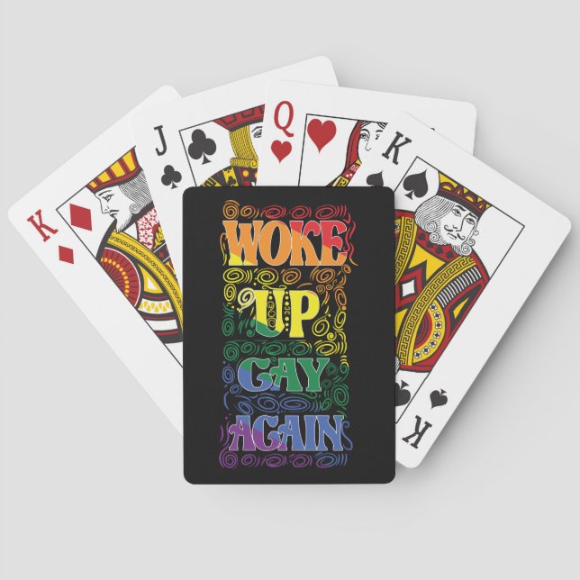Funny LGBTQ | Woke Up Gay Again | Gay Pride Poker Cards (Back)