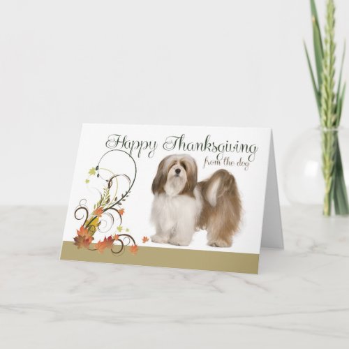 Funny Lhasa Apso Thanksgiving Card