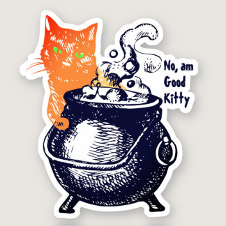 Funny liar kitty cat poison cauldron personalized sticker