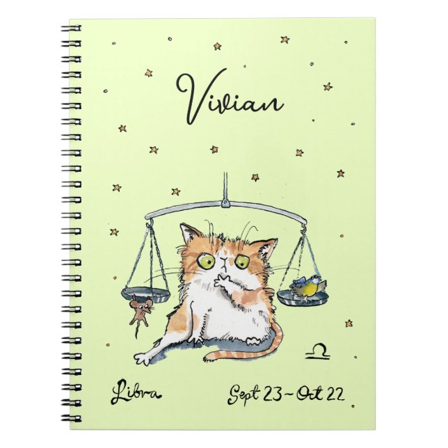 Funny Libra Zodiac Cat Star sign horoscope Notebook (Front)