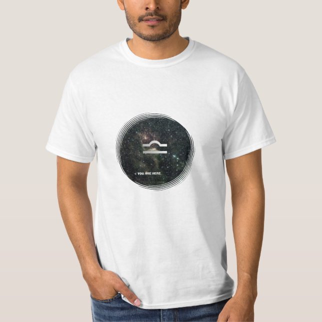 Funny Libra Zodiac Symbol Universe You Are Here T-Shirt (Front)