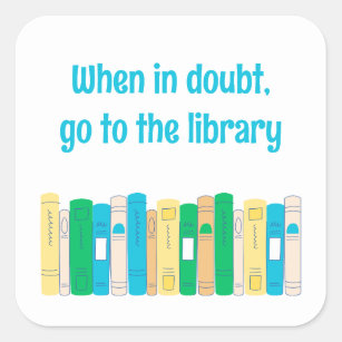 Funny librarian bookworm library square sticker