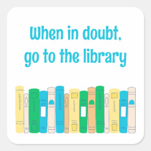 Funny librarian bookworm library square sticker