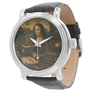 Funny Librarian Mona Lisa Library Lover Gift Watch