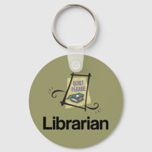 Funny Librarian Quiet Please Library Gift Keychain