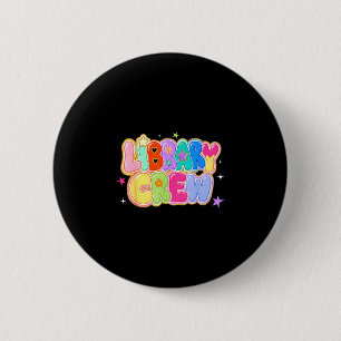 Funny library crew shirt teacher staff back to button