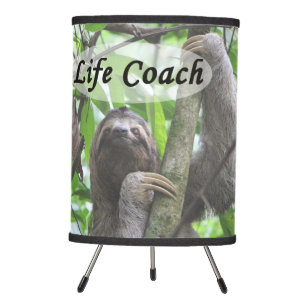Funny Life Coach Cute Sloth Picture Black Text Tripod Lamp