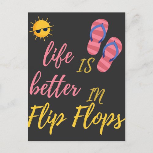 Funny Life Is Better In Flip Flops Summer Beach Postcard