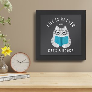 Funny Life is Better with Cats and Books Poster