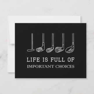 Funny Life is Full Of Important Choices Golf Clubs Holiday Card