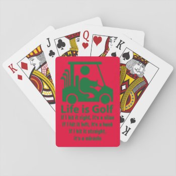 Funny Life Is Golf Green Red Playing Cards by DKGolf at Zazzle
