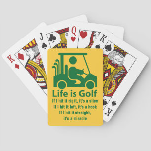 Funny Life is Golf Green Yellow Playing Cards