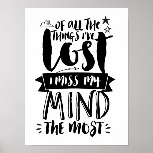Funny Life Quotes Hand Lettering Typography Poster