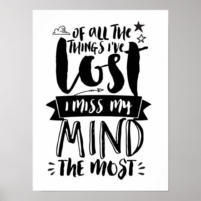 Funny Life Quotes Hand Lettering Typography Poster (Front)