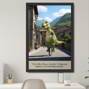 Funny 'Life's Like Riding a Bicycle' Motivational  Framed Art