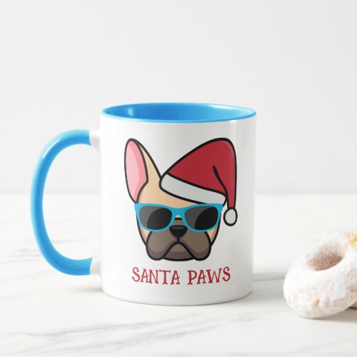 Funny Light Fawn Frenchie Santa Paws Christmas Mug