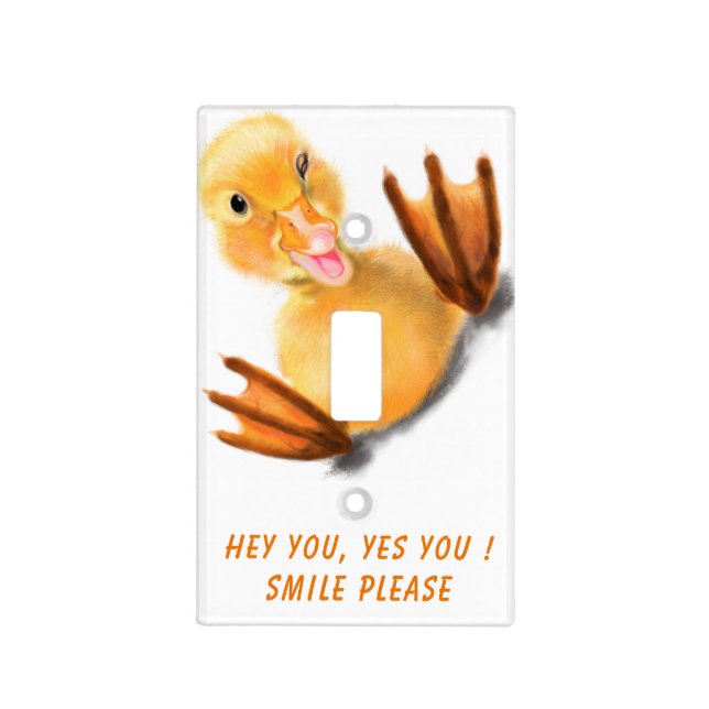 Funny Light Switch Cover Playful Duck Custom Text (Front)