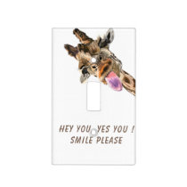 Funny Light Switch Cover Playful Giraffe - Smile