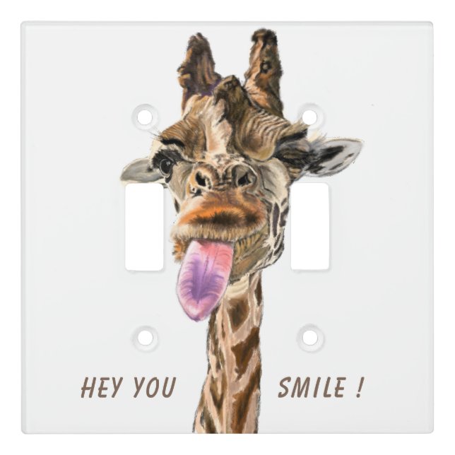 Funny Light Switch Cover Playful Giraffe Your Text (Front)