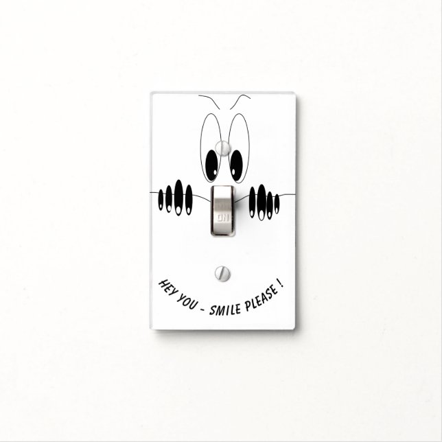 Funny Light Switch Cover witCuriosity Eyes - Smile (In Situ)