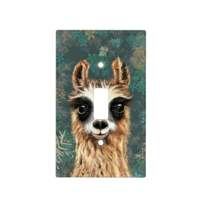 Funny Light Switch Cover with Curious Llama (Front)
