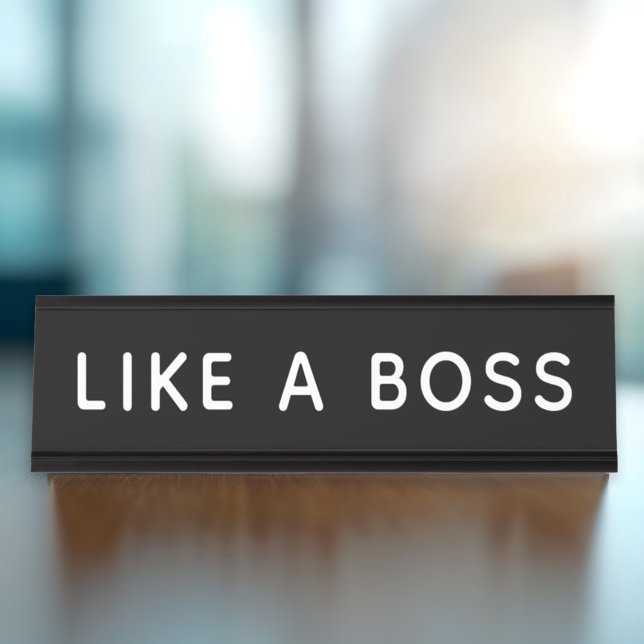 Funny Like a Boss Black Desk Quote Name Plate (Creator Uploaded)