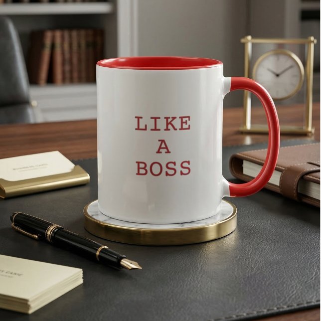 Funny Like a Boss Quote Two Tone Coffee Mug  (Funny Like a Boss Quote Two Tone Coffee Mug with Cute Motivational Saying!)