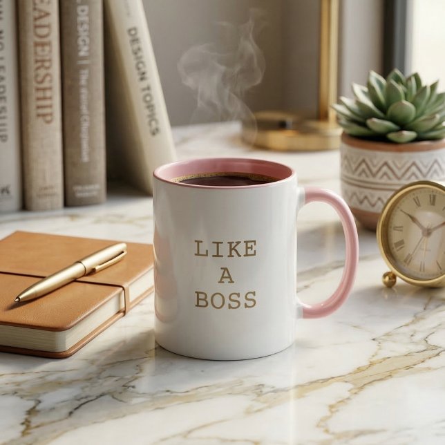 Funny Like a Boss Quote Two Tone Coffee Mug  (Funny Like a Boss Quote Two Tone Coffee Mug with Cute Motivational Saying!)