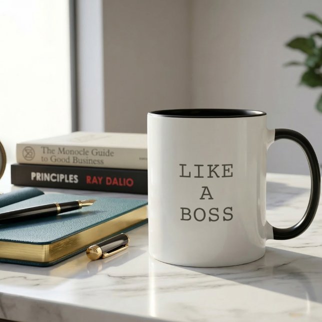 Funny Like a Boss Quote Two Tone Coffee Mug  (Funny Like a Boss Quote Two Tone Coffee Mug with Cute Motivational Saying!)