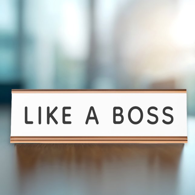 Funny Like a Boss White Desk Quote Name Plate (Creator Uploaded)