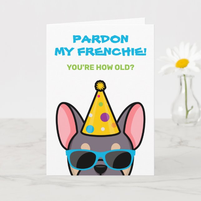 Funny Lilac Tan French Bulldog Frenchie Birthday Card (Small Plant)