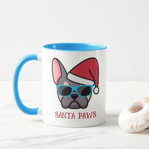 Funny Lilac Tan Frenchie Santa Paws Christmas Mug