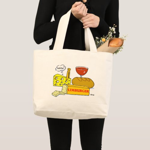 Funny Limburger Cheese Cartoon Art Humorous Large Tote Bag