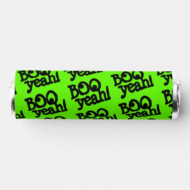 Funny Lime Green Booyeah! Crossed Eyes Halloween Breath Savers® Mints (Right)