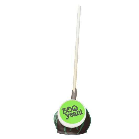 Funny Lime Green Booyeah! Crossed Eyes Halloween Cake Pops (Front)