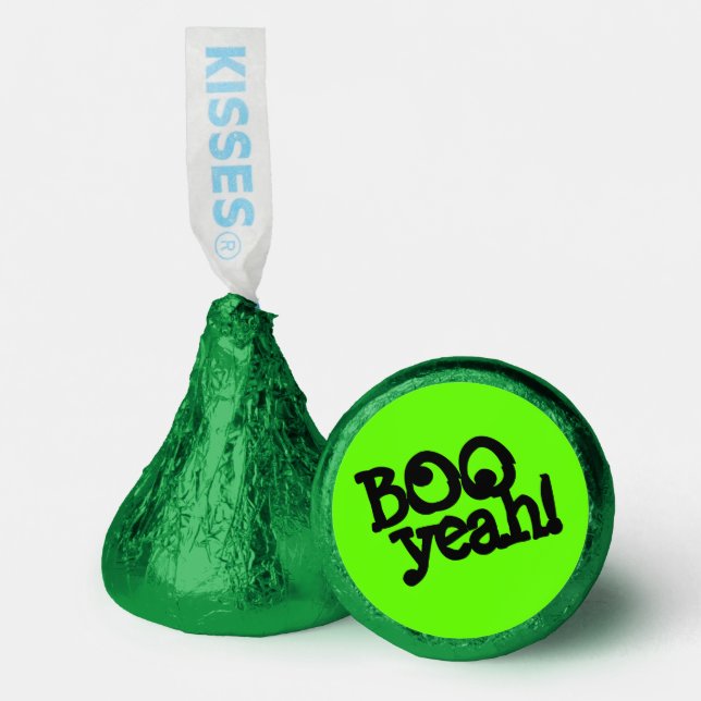 Funny Lime Green Booyeah! Crossed Eyes Halloween Hershey®'s Kisses® (Front)