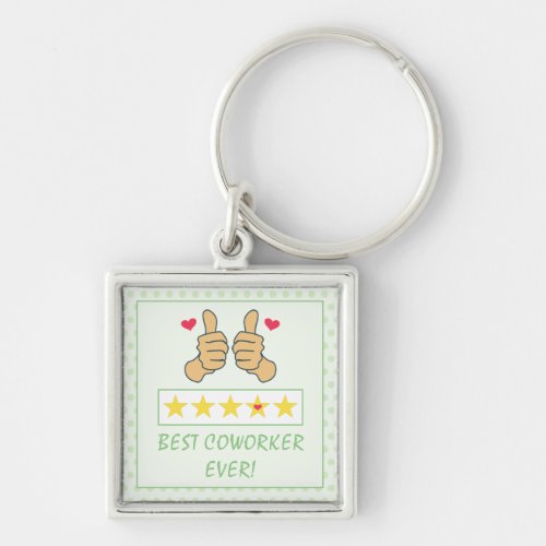Funny Lime Green Thumbs Up Best Coworker Ever Keychain