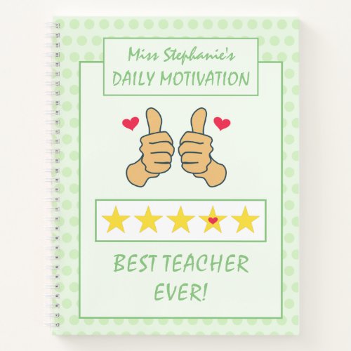 Funny Lime Green Thumbs Up Best Teacher Ever Notebook