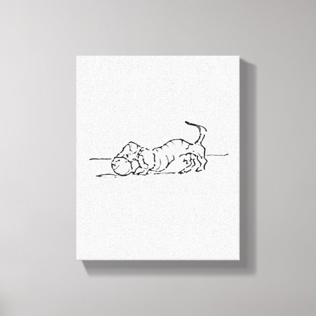 Funny Line Art Sausage Dog  Canvas Print (Front)