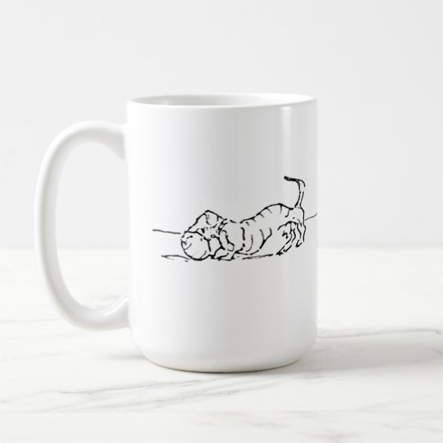 Funny Line Art Sausage Dog Coffee Mug (Left)