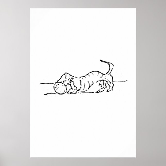 Funny Line Art Sausage Dog  Poster (Front)