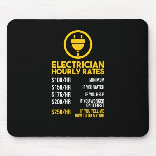 Funny Lineman Electrician Hourly Rates Mouse Pad