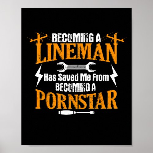 Funny Lineman Father Men Electric Cable Lineman Poster