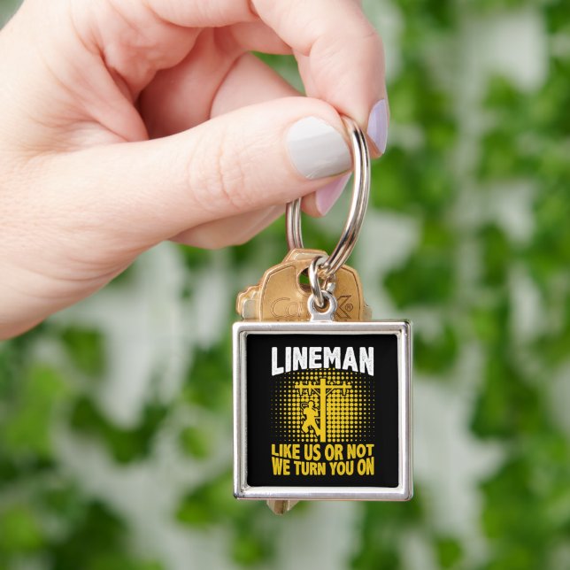 Funny Lineman Quote Electrician Wire Cable Keychain (Hand)