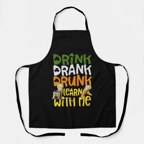 Funny Linguistics Tee For St Patricks Day Drink Apron