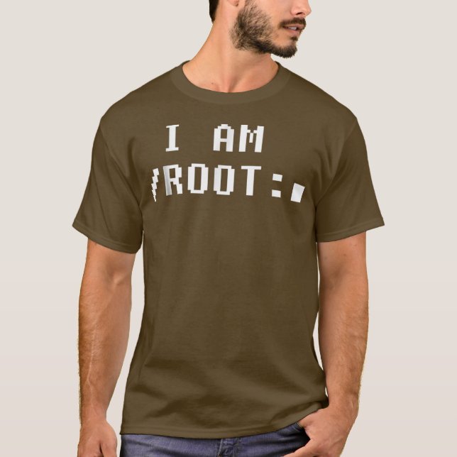 Funny Linu I Am Root Linu Sysadmin Root Uni T-Shirt (Front)
